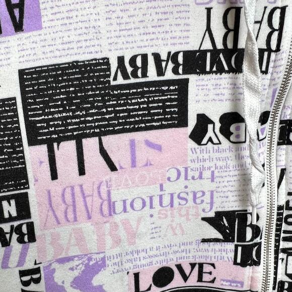 Hearts Collective Newspaper Print Womens Hoodie Sweatshirt XL - Picture 3 of 9